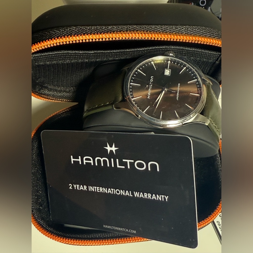 HAMILTON Jazzmaster Gent Quartz Brown Dial Leather Strap Men's Watch H32451801